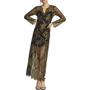 BCBGMAXAZRIA Olivia Metallic Lace Caftan Dress